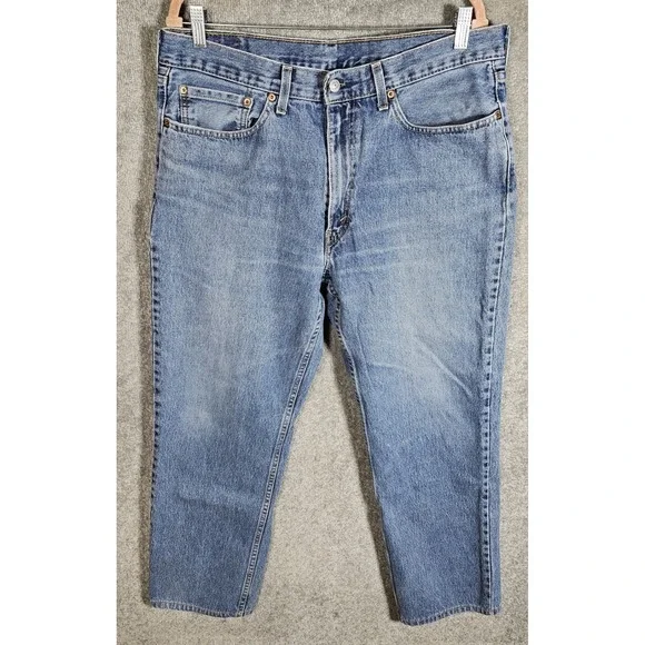 Levis 550 Relaxed Fit Jeans Mens Size 36x32 Blue Medium Wash 5 Pocket Distressed - Picture 1 of 7